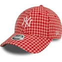 cappellino-rosa-regolabile-da-donna-9forty-houndstooth-dei-new-york-yankees-mlb-di-new-era