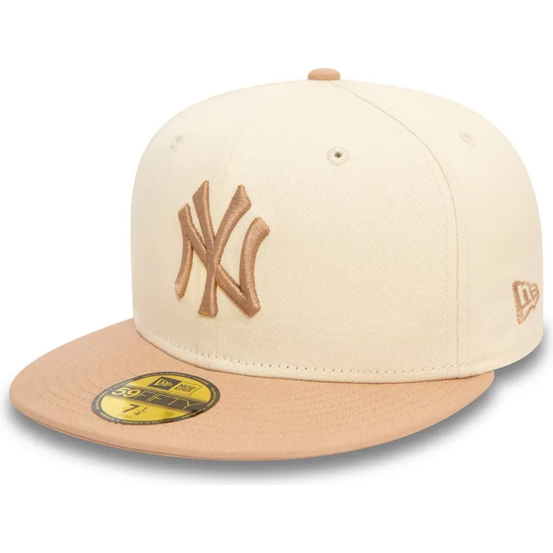 cappello-piatto-beige-e-marrone-chiuso-59fifty-side-patch-dei-new-york-yankees-mlb-di-new-era