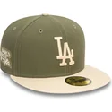 cappellino-piatto-verde-e-beige-chiuso-59fifty-side-patch-dei-los-angeles-dodgers-mlb-di-new-era