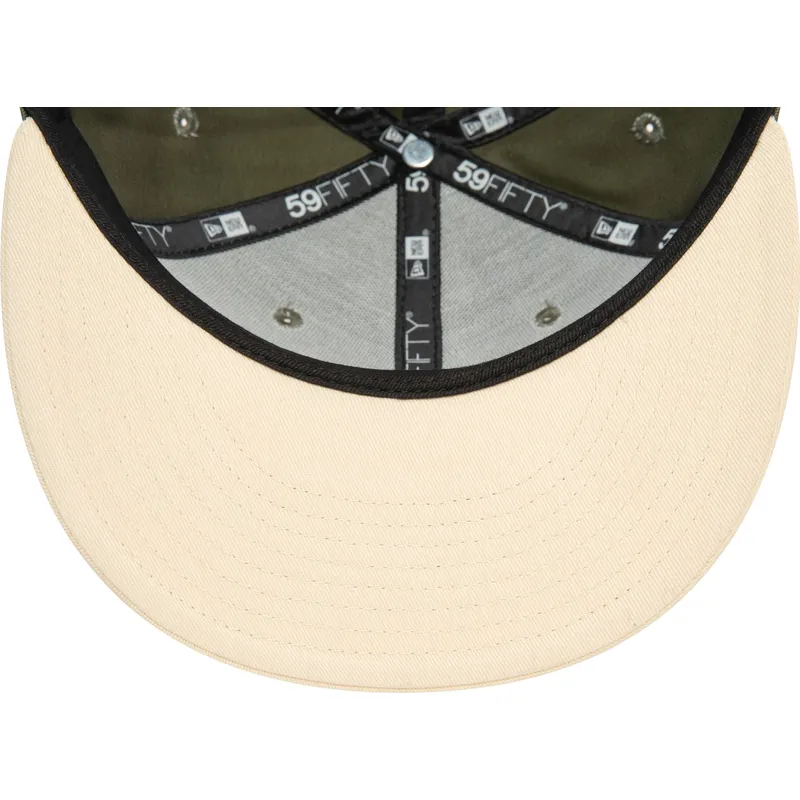 cappellino-piatto-verde-e-beige-chiuso-59fifty-side-patch-dei-los-angeles-dodgers-mlb-di-new-era