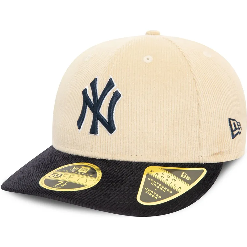 cappello-curvo-beige-e-blu-navy-regolabile-59fifty-low-profile-cord-dei-new-york-yankees-mlb-di-new-era