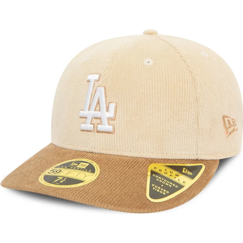 cappellino-curvo-beige-e-marrone-chiuso-59fifty-low-profile-cord-dei-los-angeles-dodgers-mlb-di-new-era
