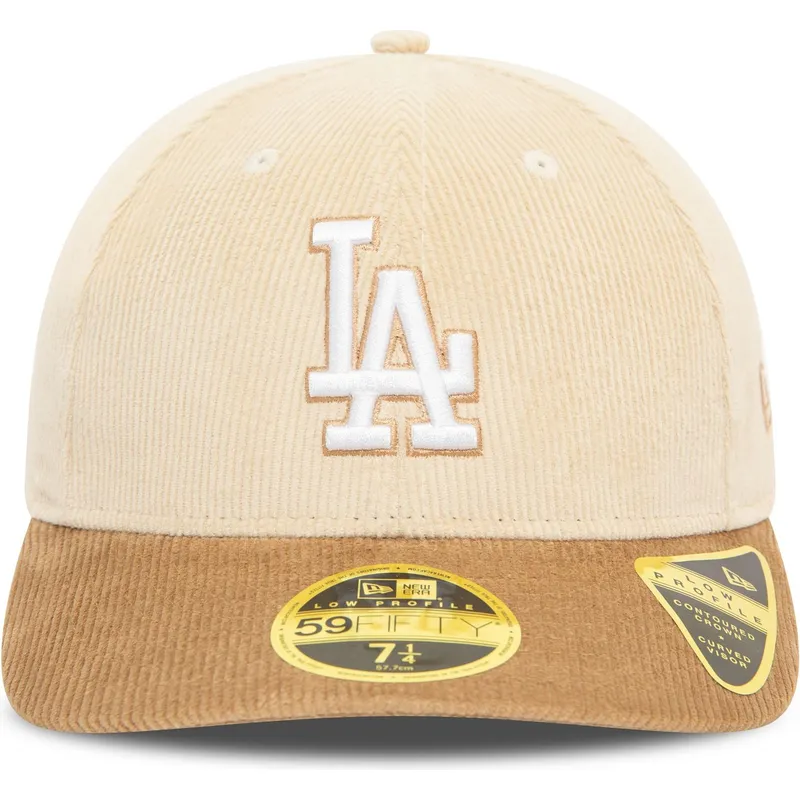 cappellino-curvo-beige-e-marrone-chiuso-59fifty-low-profile-cord-dei-los-angeles-dodgers-mlb-di-new-era