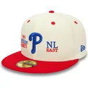 cappellino-piatto-beige-e-rosso-regolabile-59fifty-93-division-dei-philadelphia-phillies-mlb-di-new-era