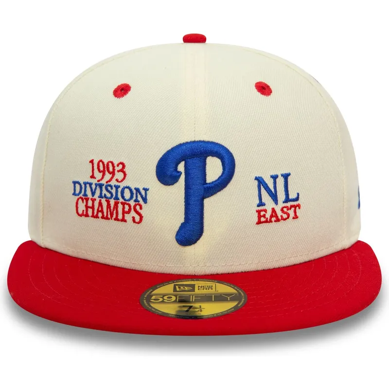 cappellino-piatto-beige-e-rosso-chiuso-59fifty-93-division-dei-philadelphia-phillies-mlb-di-new-era