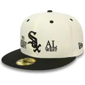 cappello-piatto-beige-e-nero-regolabile-59fifty-93-division-di-chicago-white-sox-mlb-di-new-era