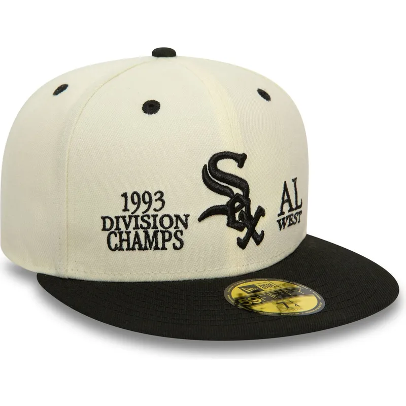 cappello-piatto-beige-e-nero-chiuso-59fifty-93-division-di-chicago-white-sox-mlb-di-new-era