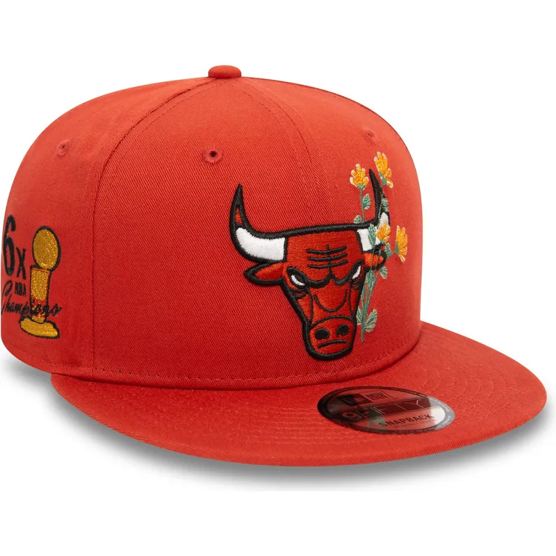 cappellino-piatto-arancione-snapback-9fifty-seasonal-flower-dei-chicago-bulls-nba-di-new-era