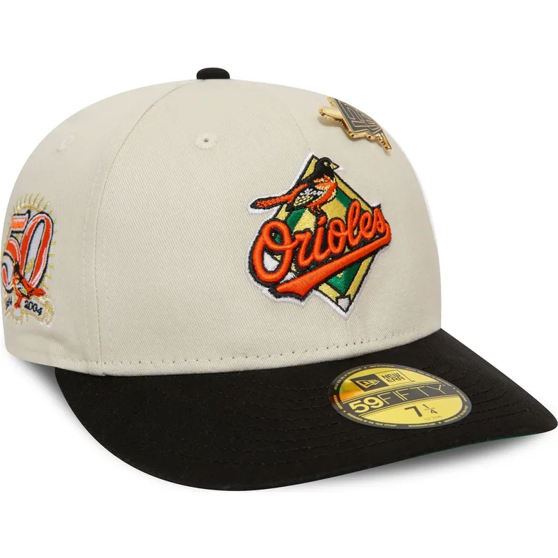 cappellino-curvo-beige-e-nero-chiuso-59fifty-con-spilla-dei-baltimore-orioles-mlb-di-new-era