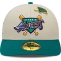 cappellino-curvo-beige-e-verde-aderente-59fifty-pin-degli-anaheim-angels-mlb-di-new-era