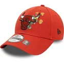 cappellino-curvo-arancione-regolabile-9forty-flower-icon-dei-chicago-bulls-nba-di-new-era