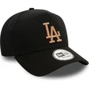 cappello-snapback-nero-con-visiera-curva-e-logo-beige-9forty-e-frame-league-essential-dei-los-angeles-dodgers-mlb-di-new-era