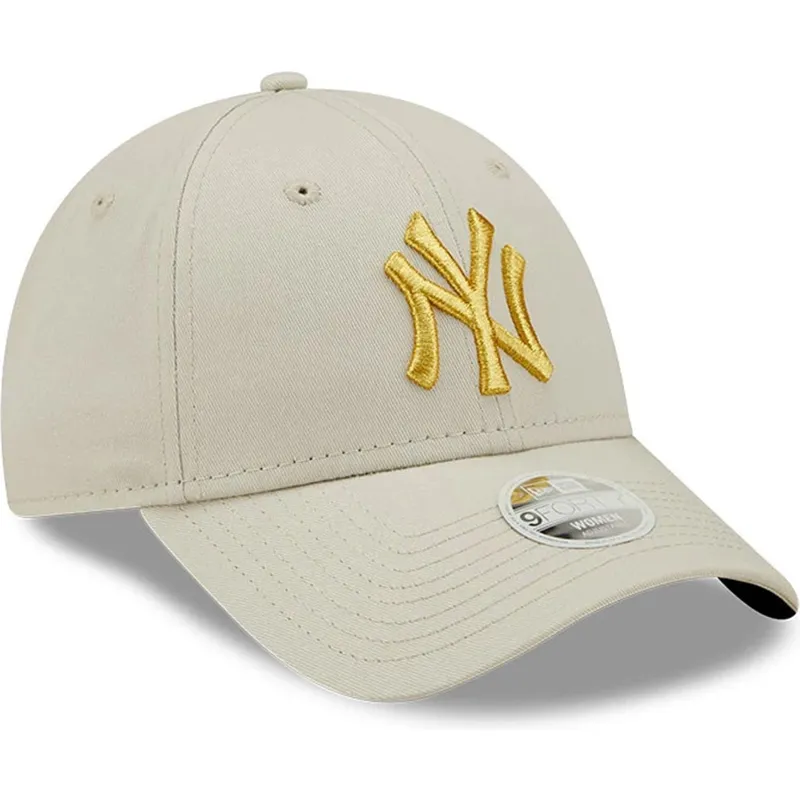 cappellino-curvo-beige-regolabile-da-donna-con-logo-dorato-9forty-metallic-logo-dei-new-york-yankees-mlb-di-new-era