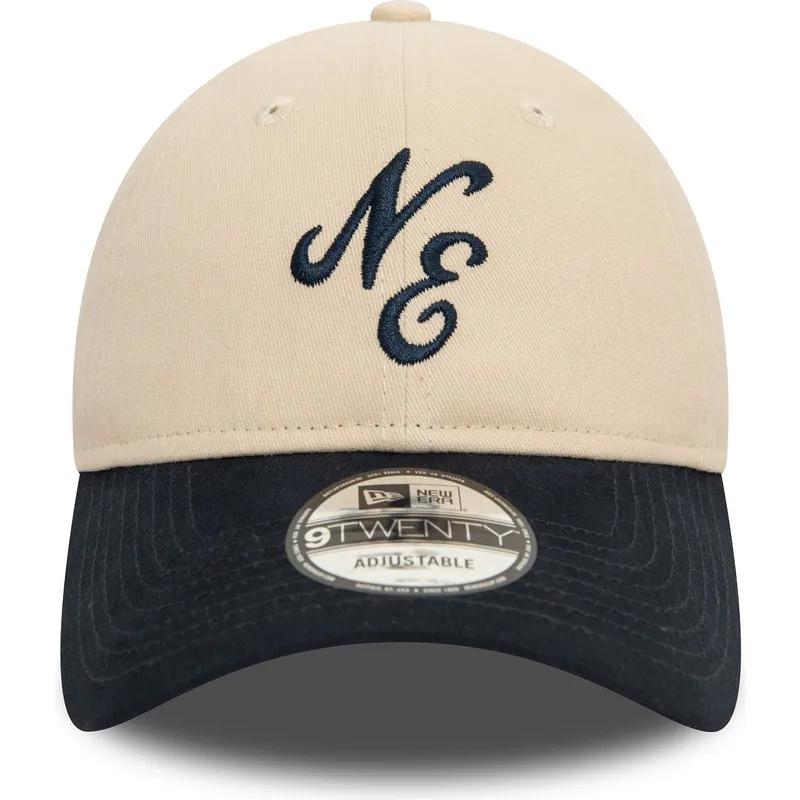 cappellino-curvo-beige-e-blu-navy-regolabile-9twenty-peached-cotton-di-new-era