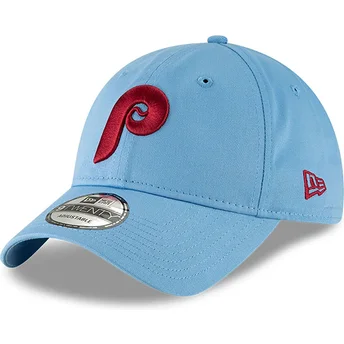 Cappello curvo azzurro regolabile 9TWENTY Core Classic dei Philadelphia Phillies MLB di New Era