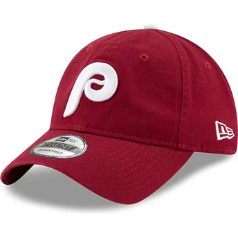 Cappellino visiera curva rosso scuro regolabile 9TWENTY Core Classic di Philadelphia Phillies MLB di New Era