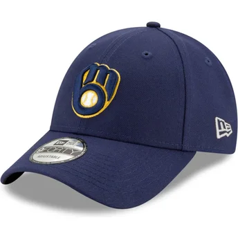 Cappellino curvo blu navy regolabile 9FORTY The League dei Milwaukee Brewers MLB di New Era