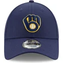 cappellino-visiera-curva-blu-marino-regolabile-9forty-the-league-di-milwaukee-brewers-mlb-di-new-era