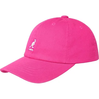 Cappello da baseball rosa elettrico con visiera curva regolabile Washed di Kangol