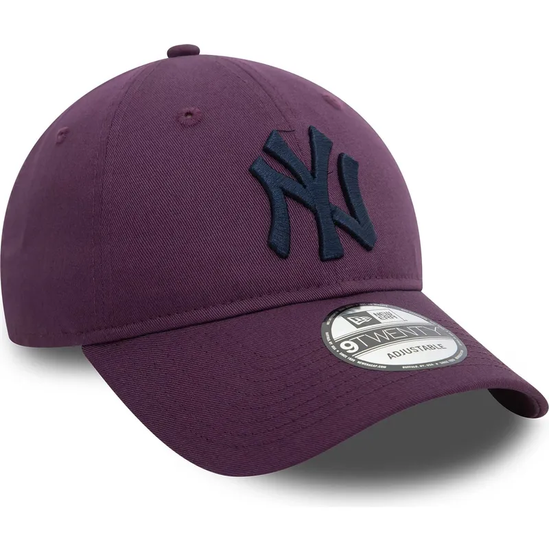 cappellino-viola-con-visiera-curva-regolabile-con-logo-blu-navy-9twenty-league-essential-dei-new-york-yankees-mlb-di-new-era