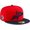 cappello-piatto-rosso-e-blu-navy-chiuso-59fifty-statement-dei-los-angeles-clippers-nba-di-new-era