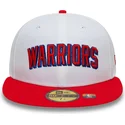cappellino-piatto-bianco-e-rosso-aderente-59fifty-classic-dei-golden-state-warriors-nba-di-new-era