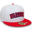 cappellino-piatto-bianco-e-rosso-aderente-59fifty-classic-dei-golden-state-warriors-nba-di-new-era