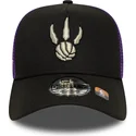 cappellino-trucker-nero-e-viola-a-frame-classic-di-toronto-raptors-nba-di-new-era