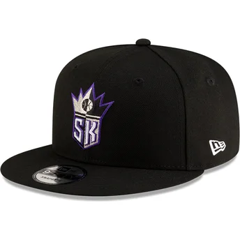 New Era Flat Brim 9FIFTY Classic Sacramento Kings NBA Black Snapback Cap