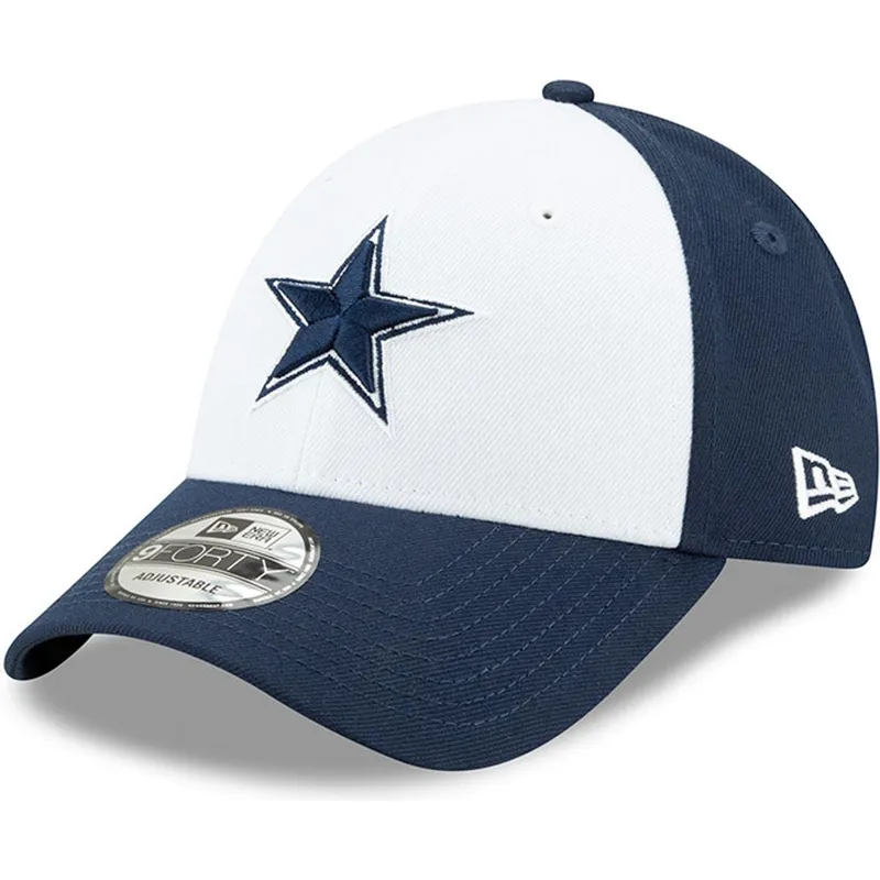 cappellino-curvo-bianco-e-blu-navy-regolabile-9forty-the-league-di-dallas-cowboys-nfl-di-new-era