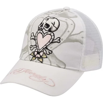 Gorra trucker bianca Death Before di Ed Hardy