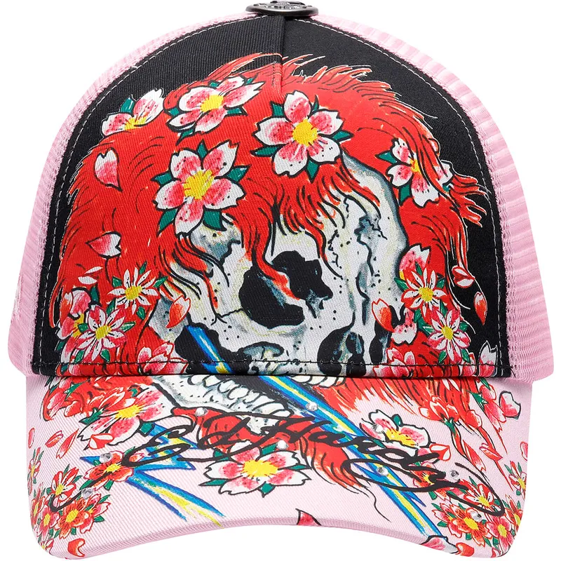 cappellino-trucker-nero-e-rosa-beautiful-ghost-di-ed-hardy