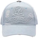 cappellino-curvo-blu-regolabile-denim-embossed-skull-di-ed-hardy