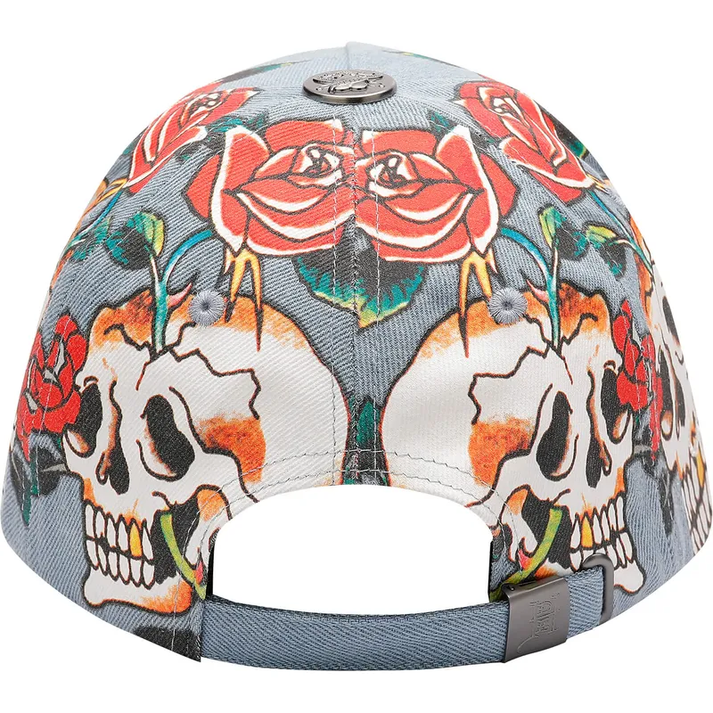 cappellino-curvo-blu-regolabile-skull-rose-denim-di-ed-hardy