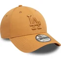 cappellino-con-visiera-curva-marrone-chiaro-regolabile-con-logo-marrone-9forty-league-essential-dei-los-angeles-dodgers-mlb-di-n