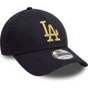 cappellino-curva-blu-navy-regolabile-con-logo-dorato-9forty-metallic-los-angeles-dodgers-mlb-di-new-era