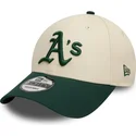 cappellino-curvo-beige-e-verde-regolabile-9forty-colour-block-degli-oakland-athletics-mlb-di-new-era