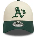 cappello-curvo-beige-e-verde-regolabile-9forty-colour-block-degli-oakland-athletics-mlb-di-new-era