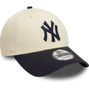 new-era-curved-brim-9forty-colour-block-new-york-yankees-mlb-beige-and-navy-blue-adjustable-cap