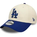 cappellino-visiera-curva-beige-e-blu-regolabile-9forty-colour-block-di-los-angeles-dodgers-mlb-di-new-era