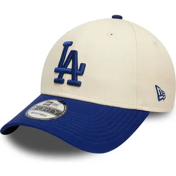 Cappello curvo beige cinghia regolabile 9FORTY Colour Block dei Los Angeles Dodgers MLB di New Era