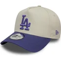 new-era-curved-brim-purple-logo-9forty-a-frame-world-series-patch-los-angeles-dodgers-mlb-beige-and-purple-snapback-cap