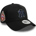 cappellino-curvo-nero-snapback-con-logo-blu-marino-9forty-a-frame-world-series-patch-di-new-york-yankees-mlb-di-new-era