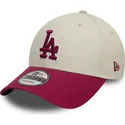 new-era-curved-brim-red-logo-9forty-world-series-patch-los-angeles-dodgers-mlb-beige-and-red-adjustable-cap