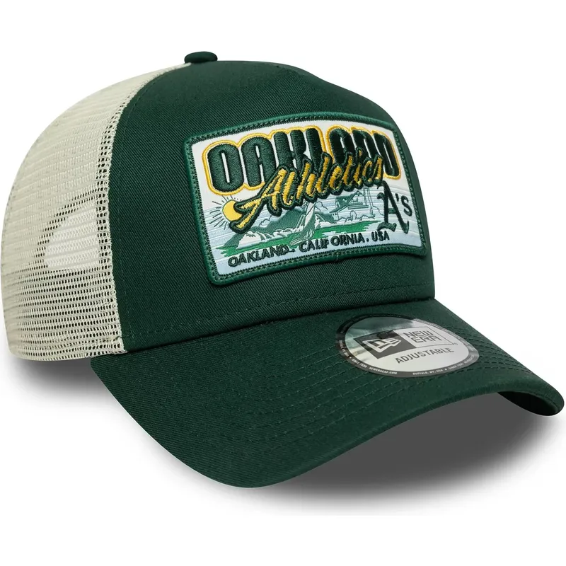 cappellino-trucker-verde-9forty-a-frame-patch-di-oakland-athletics-mlb-di-new-era