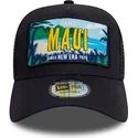 cappellino-trucker-blu-marino-9forty-a-frame-license-plate-di-maui-citta-e-spiagge-di-new-era