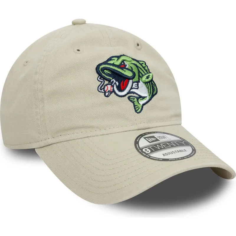 cappellino-curvo-beige-regolabile-9twenty-dei-gwinnett-stripers-milb-di-new-era