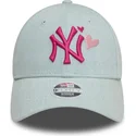 new-era-curved-brim-women-pink-logo-9forty-denim-icon-heart-new-york-yankees-mlb-light-blue-adjustable-cap