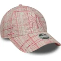 cappellino-rosa-regolabile-da-donna-con-visiera-curva-e-logo-rosa-9forty-tweed-dei-new-york-yankees-mlb-di-new-era