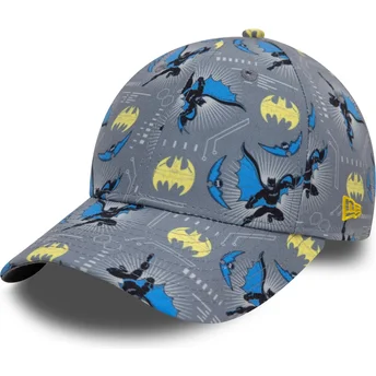 Cappellino curvo grigio per bambino 9FORTY All Over Print di Batman DC Comics di New Era
